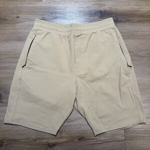 Public Rec Daymaker Shorts Men's 32 Beige Nylon Stretch 9" Elastic Faux Fly